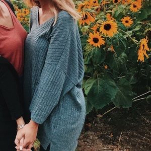 Slouched Grey VNeck Sweater